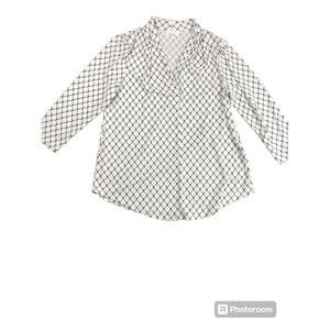 Charter Club Women’s Pullover Blouse Black White Diamond Pattern Plus Size M